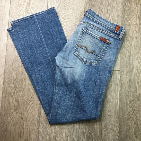 For All 7 Mankind Cotton Denim Bootcut Jeans Blue Size 30 - Picture 3 of 8